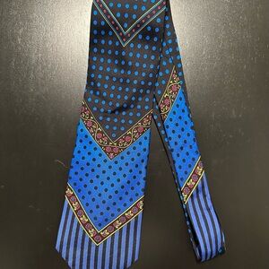 Blue and Black Polka Dot Versace Tie